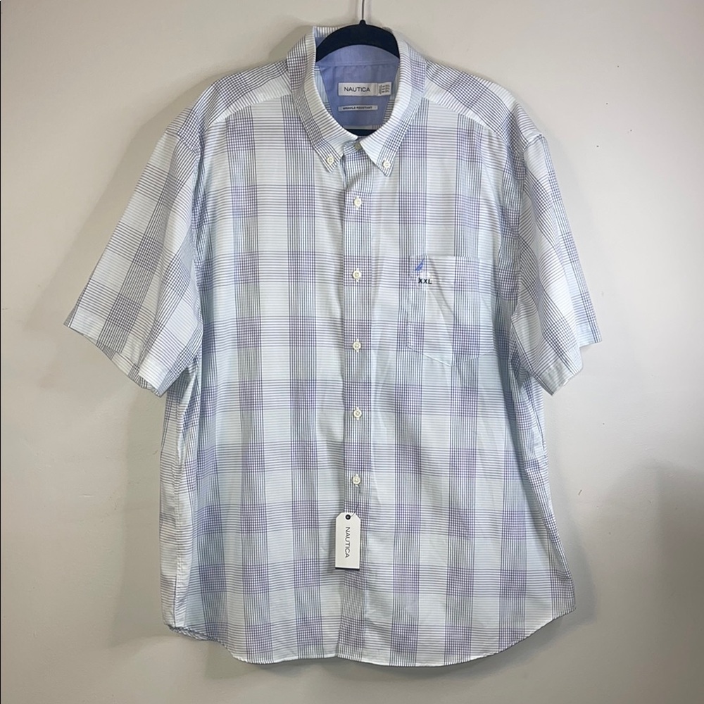 Nautica Men’s Button Down Shirt Blue White Stripe XXL NWT #10